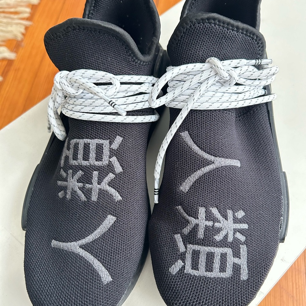 adidas Black Knit Sneakers with White Script Accents